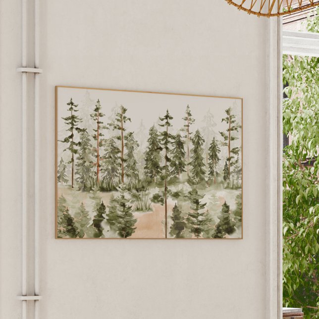 Póster WatercolorGreen Forest Wall Art (In situ)