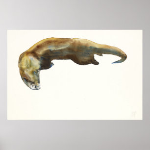 Póster Watercolour del oro en el papel