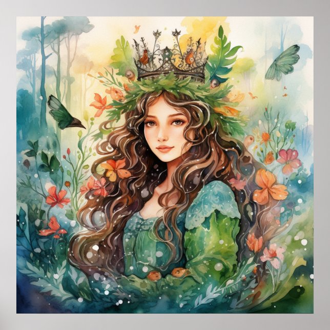 Póster Watercolour Forest Princess (Frente)