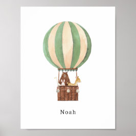 Póster Watercolour Hot Air Balloon Ride Name Poster