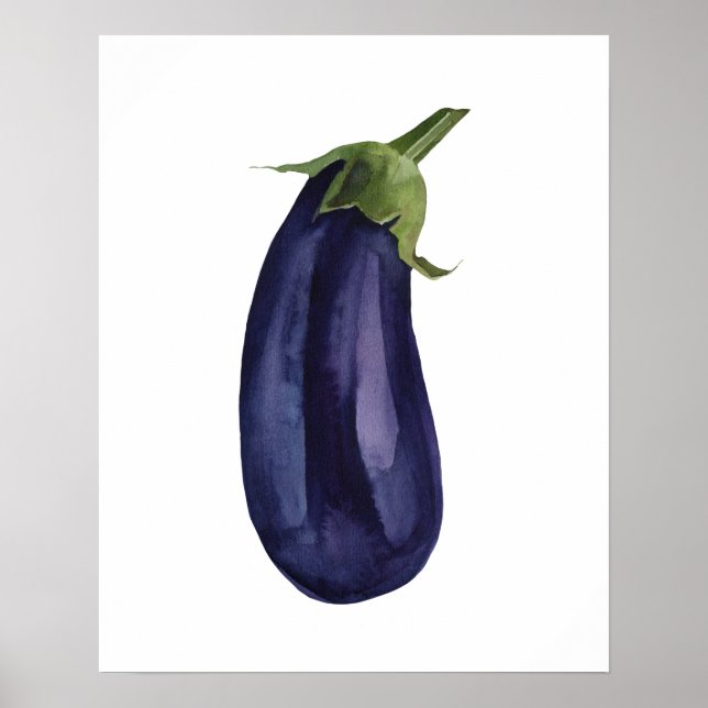 Póster Watercolour Organic Eggplant (Frente)
