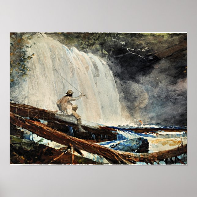 Póster Waterfall in the Adirondacks, fine art painting (Frente)