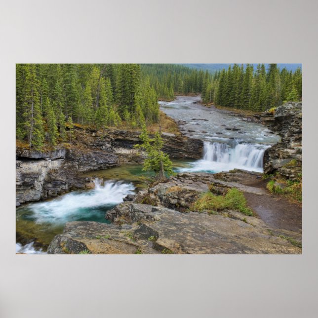 Póster Waterfall In The Canadian Rocky Mountains (Frente)