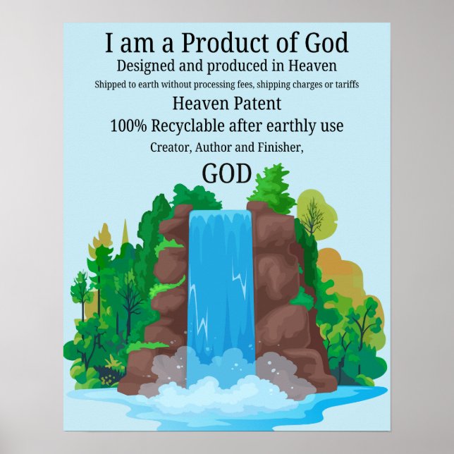 Póster Waterfall Wall Art, Producto de Dios (Frente)