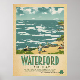 Póster Waterford Ireland, anuncio de viaje retro irlandés