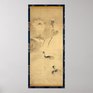 Póster Waterfowls de Tawaraya Sōtatsu