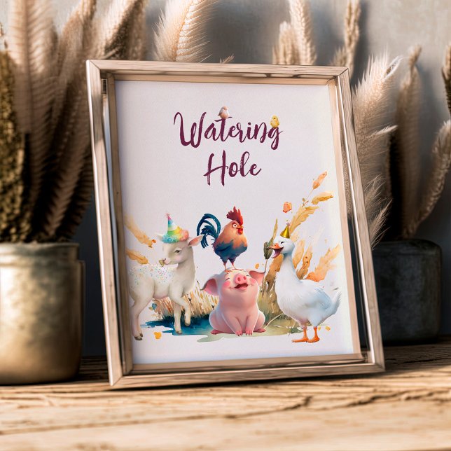 Póster Watering Hole Farm Animals Birthday Party Poster (Subido por el creador)