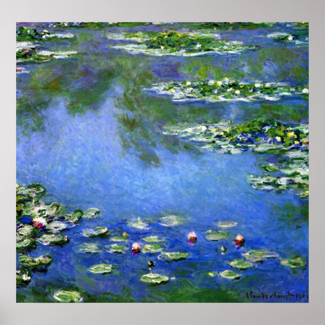 Póster Waterlilies por Claude Monet, Bella Artes de la ép (Frente)
