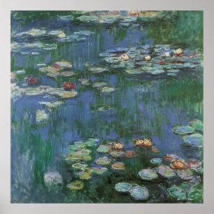 Póster Waterlilies por Claude Monet, Flores de época