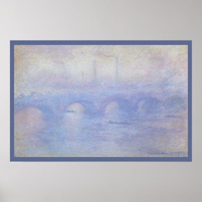 Póster Waterloo Bridge, Efecto de Niebla por Claude Monet (Frente)