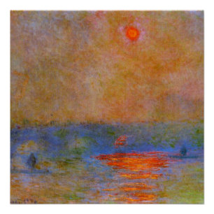 Póster Waterloo Bridge, luz solar en la niebla,