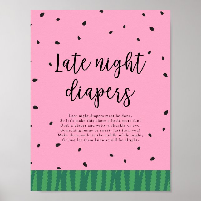 Póster Watermelon Late Night Diapers Shower Game Rótulo (Frente)