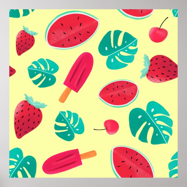 Póster Watermelon leaves strawberry (Frente)