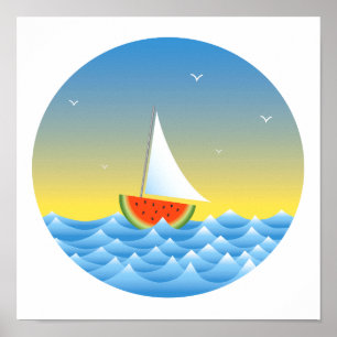 Póster Watermelon Sailboat