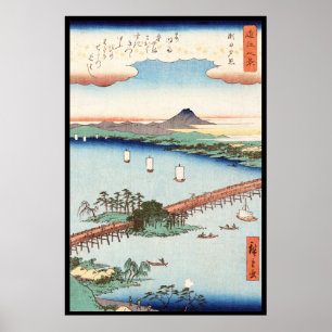 Póster Waterscape japonés fresco del paisaje del ukiyo-e