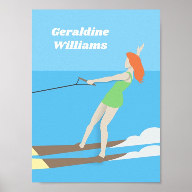 Póster Waterski de estilo vintage (Frente)