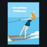Póster Waterski de estilo vintage<br><div class="desc">Diseño de esquí acuático de estilo vintage con texto personalizable.</div>