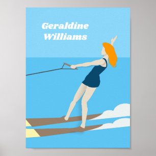 Póster Waterski de estilo vintage