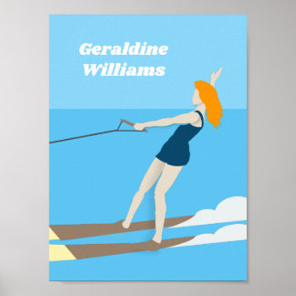 Póster Waterski de estilo vintage