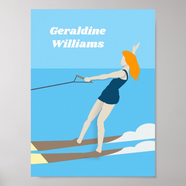 Póster Waterski de estilo vintage (Frente)