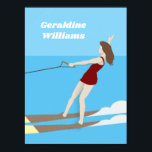 Póster Waterski de estilo vintage<br><div class="desc">Diseño de esquí acuático de estilo vintage con texto personalizable.</div>