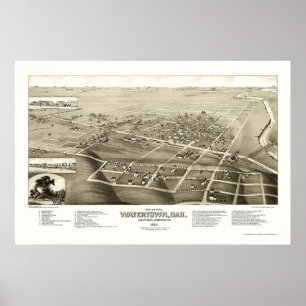 Póster Watertown, SD Panoramic Map - 1883