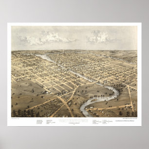 Póster Watertown, WI Panoramic Map - 1867