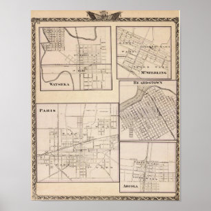 Póster Watseka, París, Mt Sterling, Beardstown y Arcola