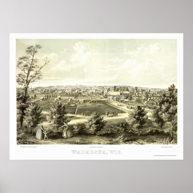 Póster Waukesha, Mapa Panorámico de la Primera Guerra Mun (Frente)
