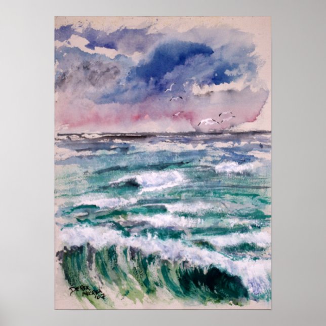 Póster Wave Crash beach art giros (Frente)