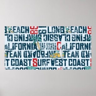 Póster Wave rider west Coast California surfing team gron