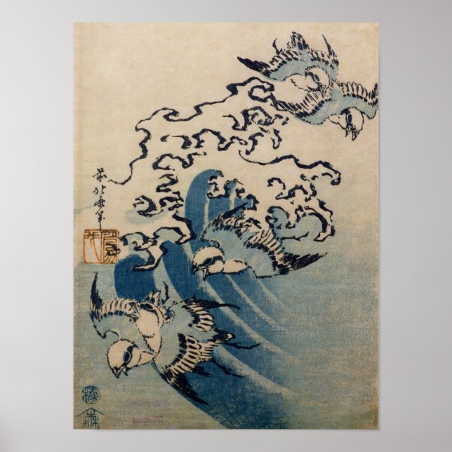 Póster Waves and Birds, c.1825 (Frente)