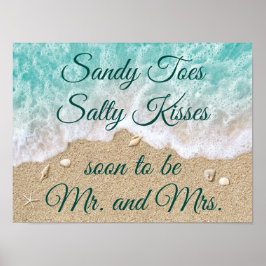 Póster Waves de playa Sandy Toes Salty Kisses Poster