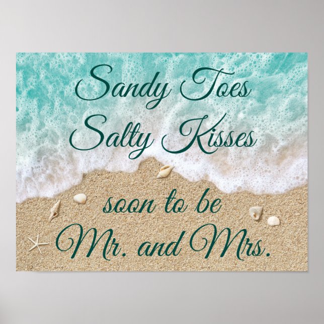 Póster Waves de playa Sandy Toes Salty Kisses Poster (Frente)