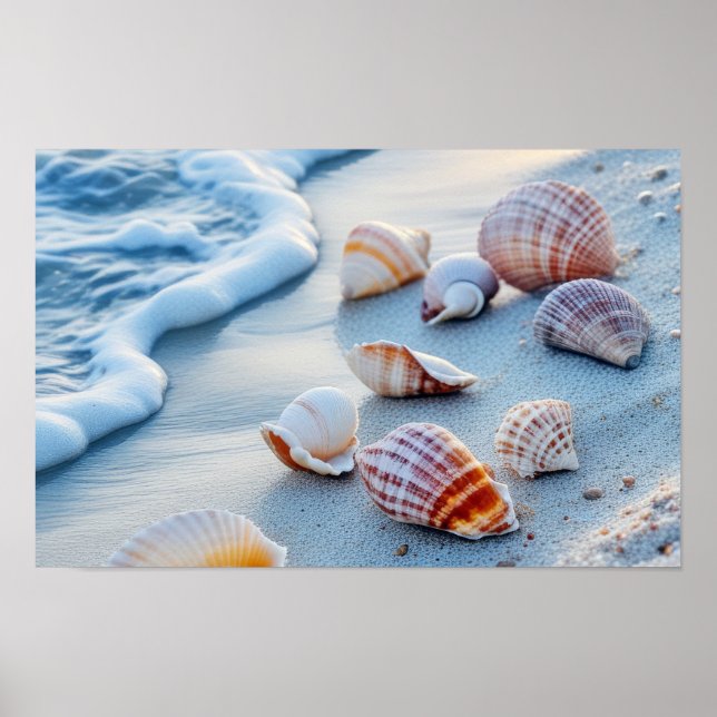 Póster Waves Ocean Sea Nature Blue Water Surface Beach (Frente)