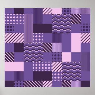 Póster Waves Stripes Dots: Modern Seamless.