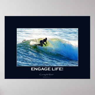 Póster Waves Surfboard Surfing Motivational Art