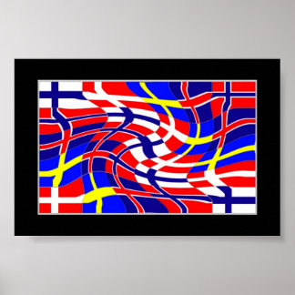 Póster Wavy escandinavy (Banderas escandinavas)