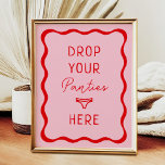 Póster Wavy Rosa Retro Suelta Tus Panties Aquí Juego Rótu<br><div class="desc">Wavy Rosa Retro Suelta Tus Panties Aquí Juego Rótulo</div>