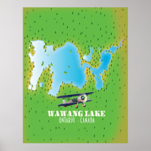 Póster Wawang Lake Ontario Canada lake map