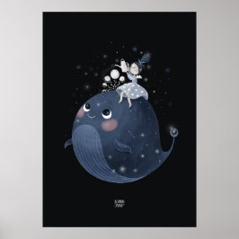 Póster WAXING MOON WHALE de Alexandra Dikaia