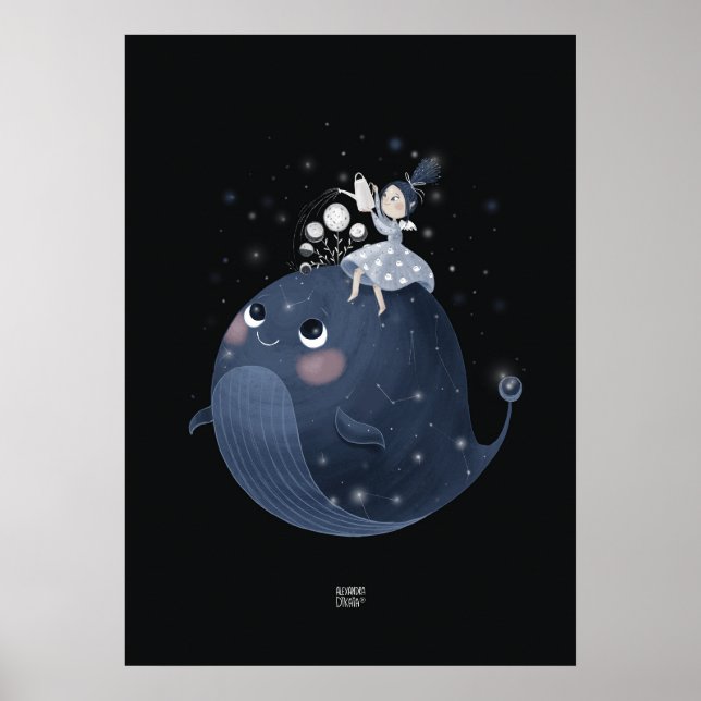 Póster WAXING MOON WHALE de Alexandra Dikaia (Frente)