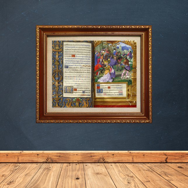 Póster Way of the Cross Renaissance Medieval Manuscript (Way of the Cross Renaissance Medieval Manuscript Catholic Christian Art Poster)