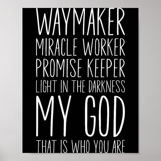 Póster Waymaker Miracle Worker Promise Keeper My God Chri (Frente)