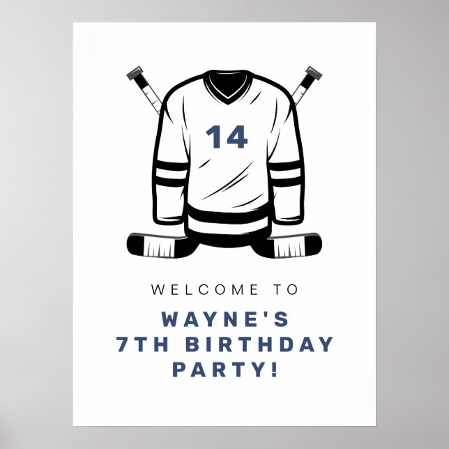 Póster WAYNE Hockey Player SportS Boy Birthday Welcome (Frente)