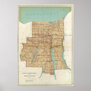 Póster Wayne, Ontario, Yates, condados del Seneca