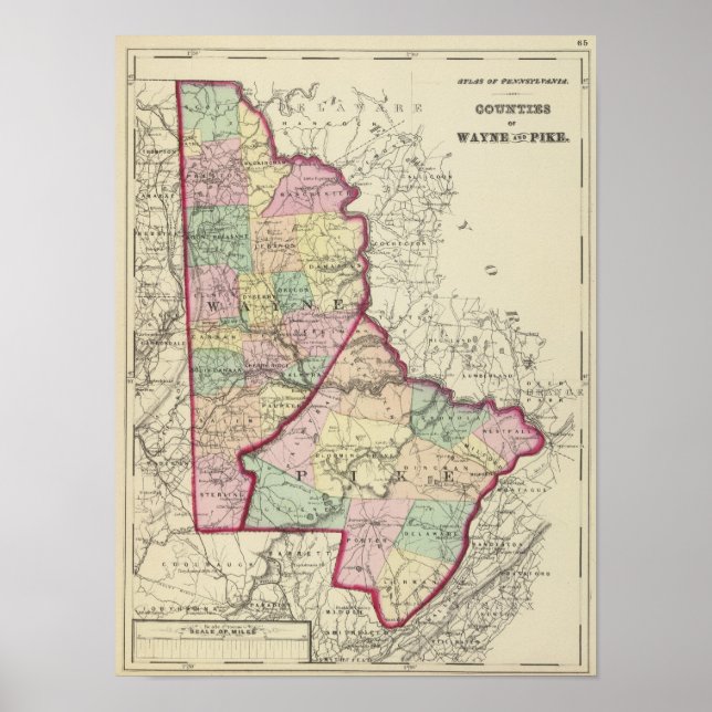 Póster Wayne, Pike counties (Frente)