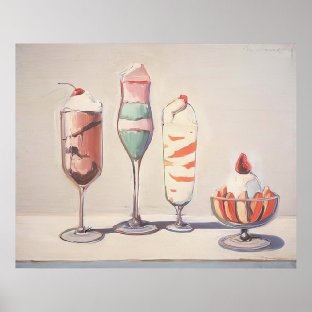 Póster wayne thiebaud - cuatro sundaes (Frente)