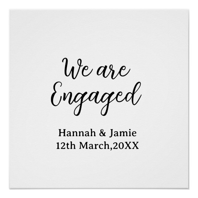 Póster We are Engaged couple name date calligraphystylish (Anverso)
