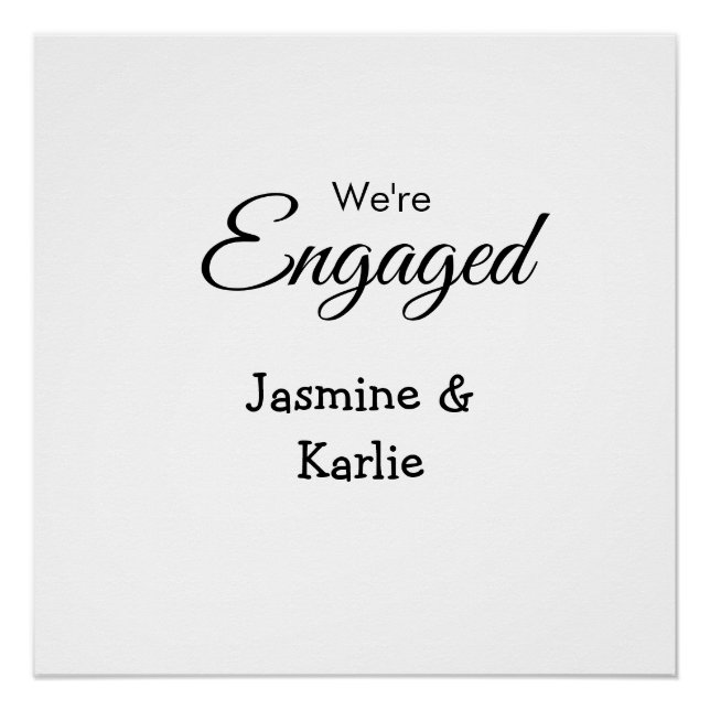 Póster We are engaged couple name romantic stylish simple (Anverso)